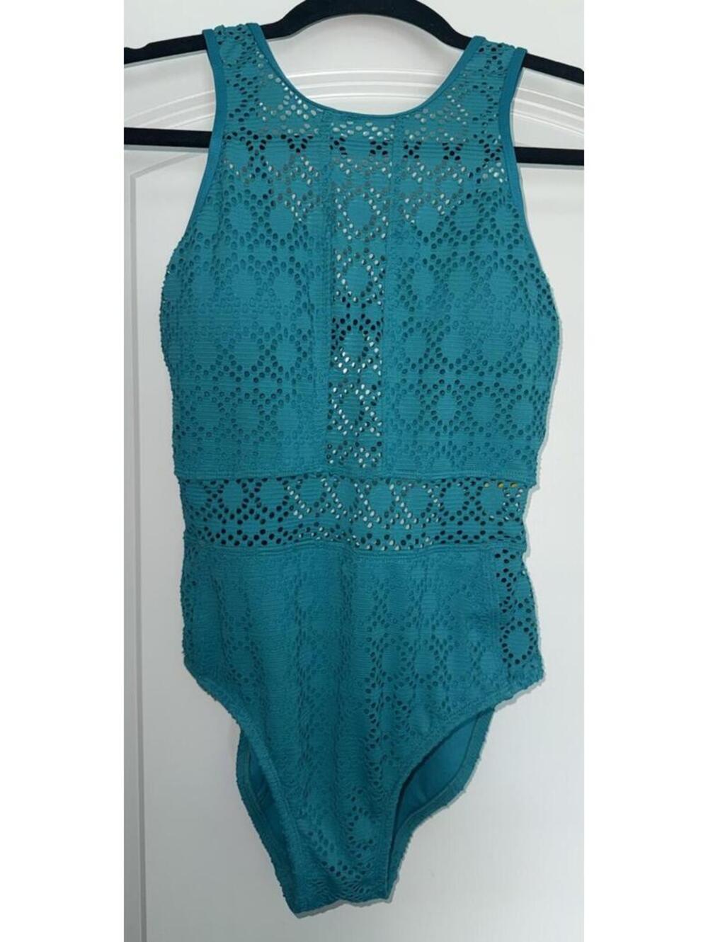 Becca by Rebecca Virtue Small Play 1 Piece Women's Swimsuit Teal Blue Resortwear